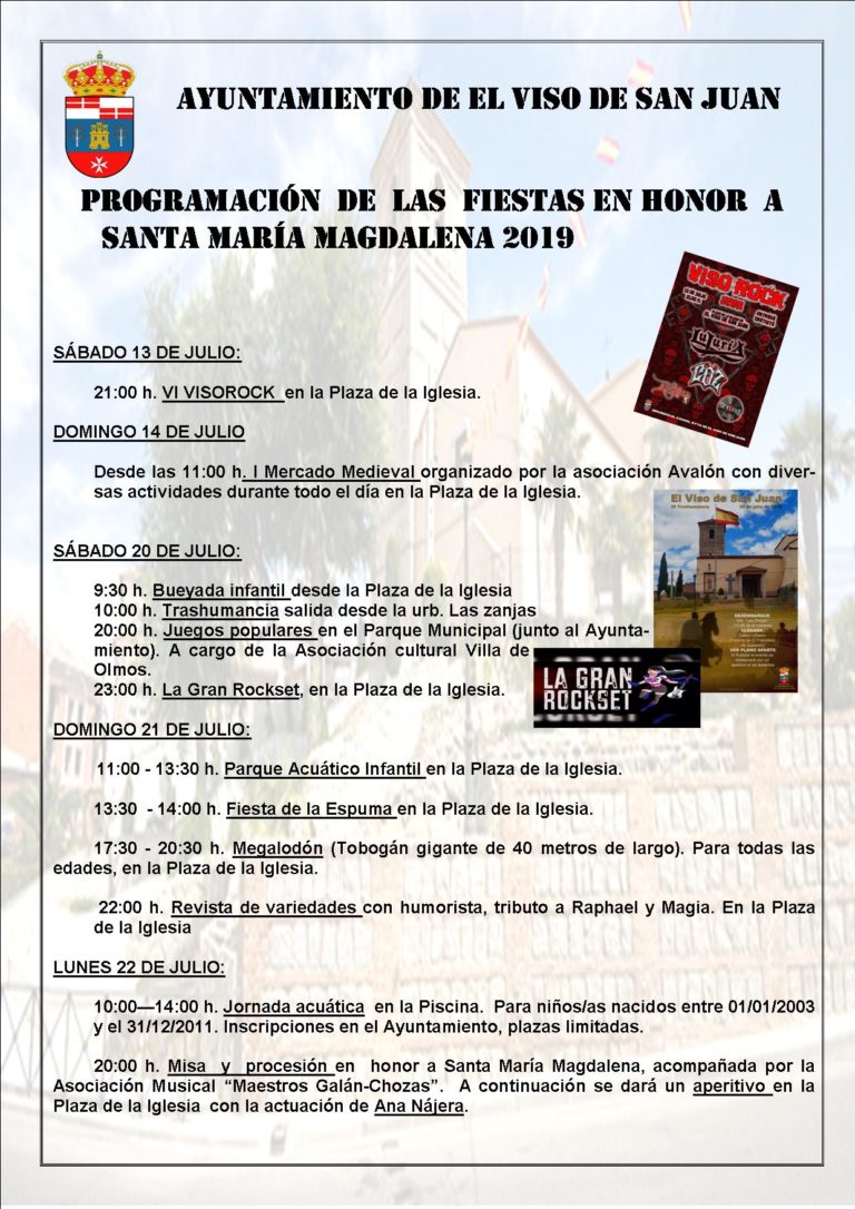 Pograma de Fiestas de Sta. María Magdalena 2019