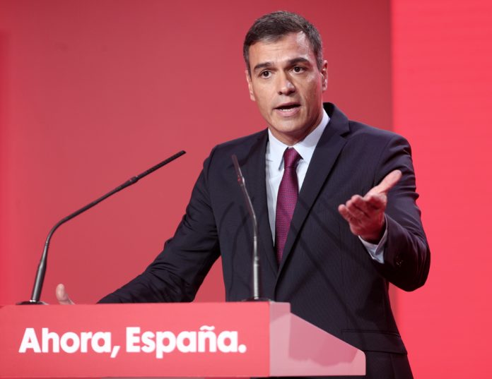 Pedro Sánchez en el acto de presentación de la campaña