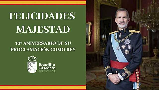 Boadilla del Monte celebra el décimo aniversario de la proclamación de Felipe VI como rey de España