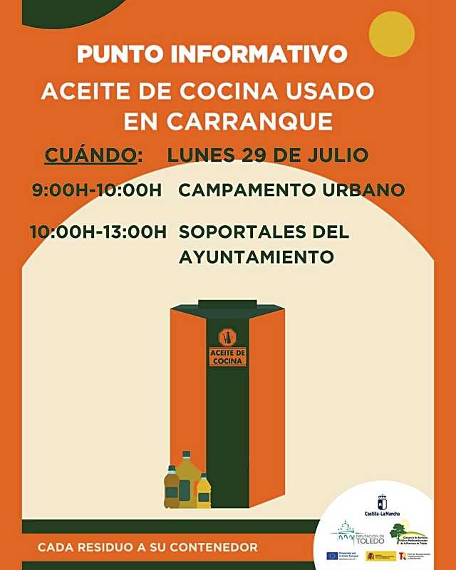 Se instala el punto itinerante sobre recogida de aceite en Carranque