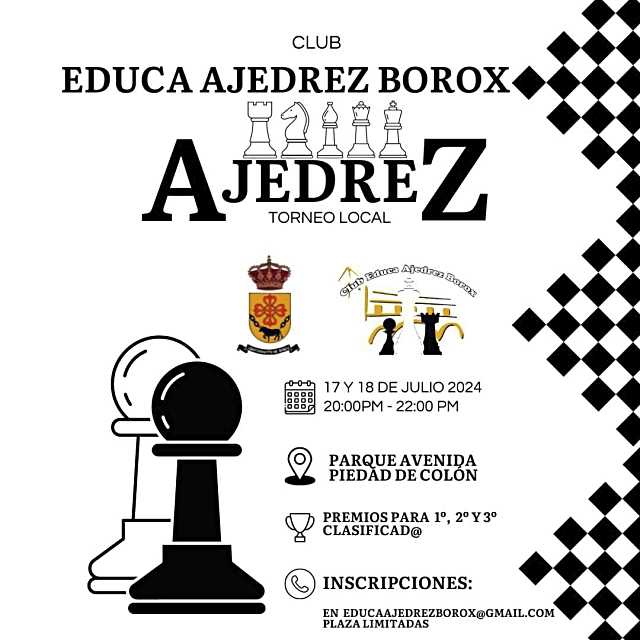 Borox celebra un torneo local de ajedrez el 17 y 18 de julio