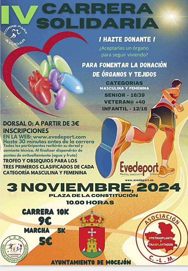 Mocejón acoge en noviembre la IV Carrera Solidaria para fomentar la donación de órganos