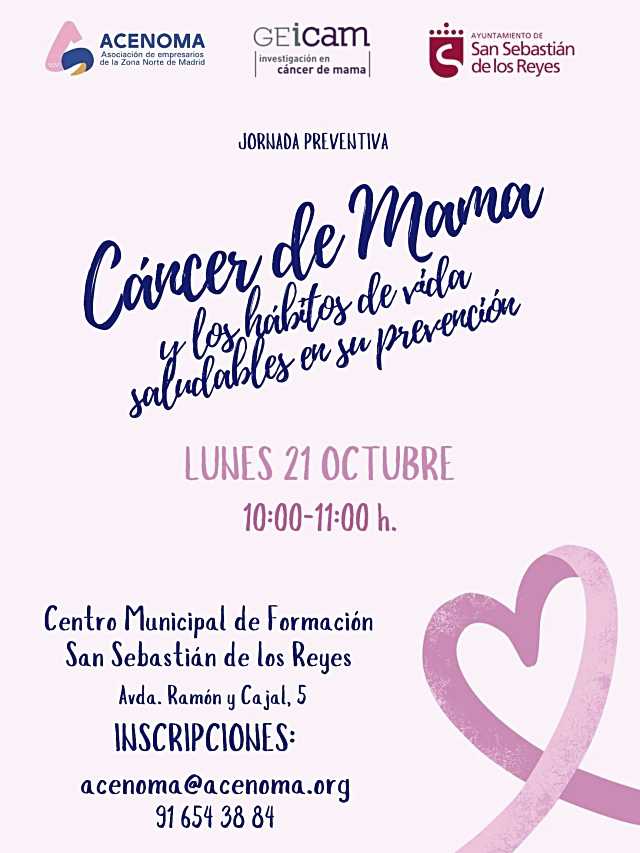 Charla sobre hábitos saludables para prevenir el cáncer de mama en San Sebastián de los Reyes