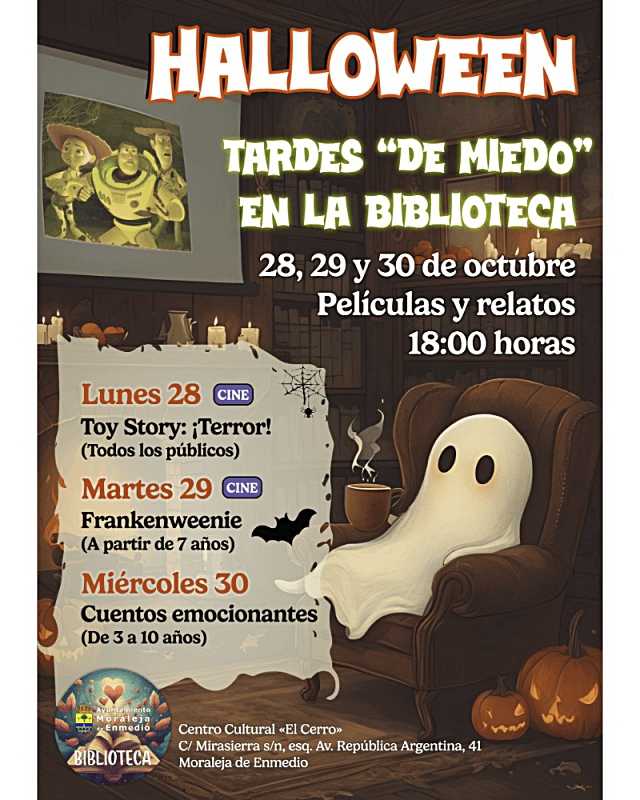 Tres actividades de terror para calentar Halloween en la Biblioteca de Moraleja de Enmedio