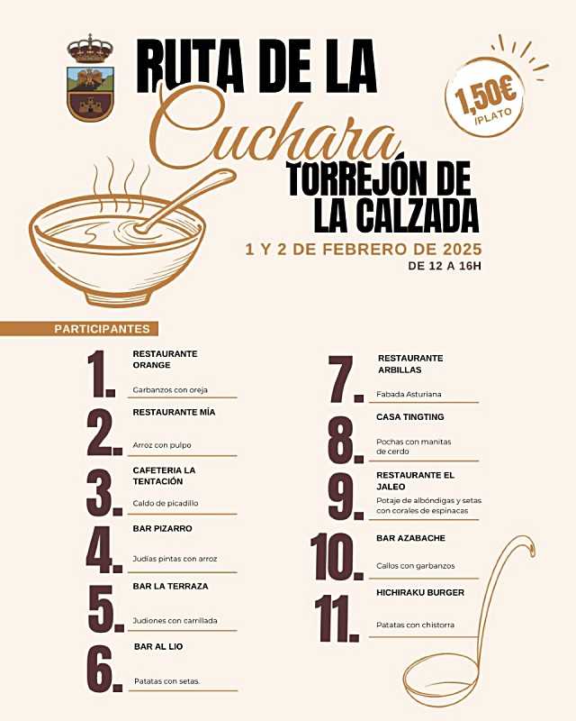 Torrejón de la Calzada celebra la Ruta de la Cuchara el 1 y 2 de febrero