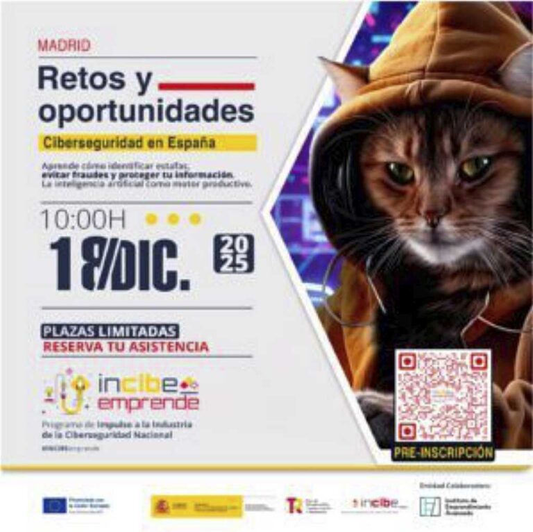 Cartel presentación curso ciberseguridad. ACENOMA-INCIBE en San Sebastian de los Reyes