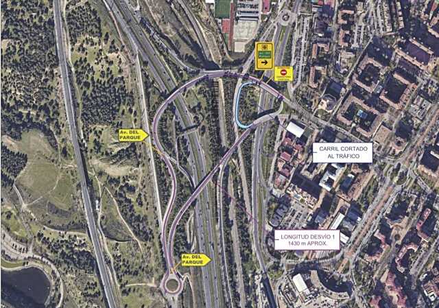 Inician trabajos de restauración en la conexión de la Avenida del Parque con la M-607 en Tres Cantos