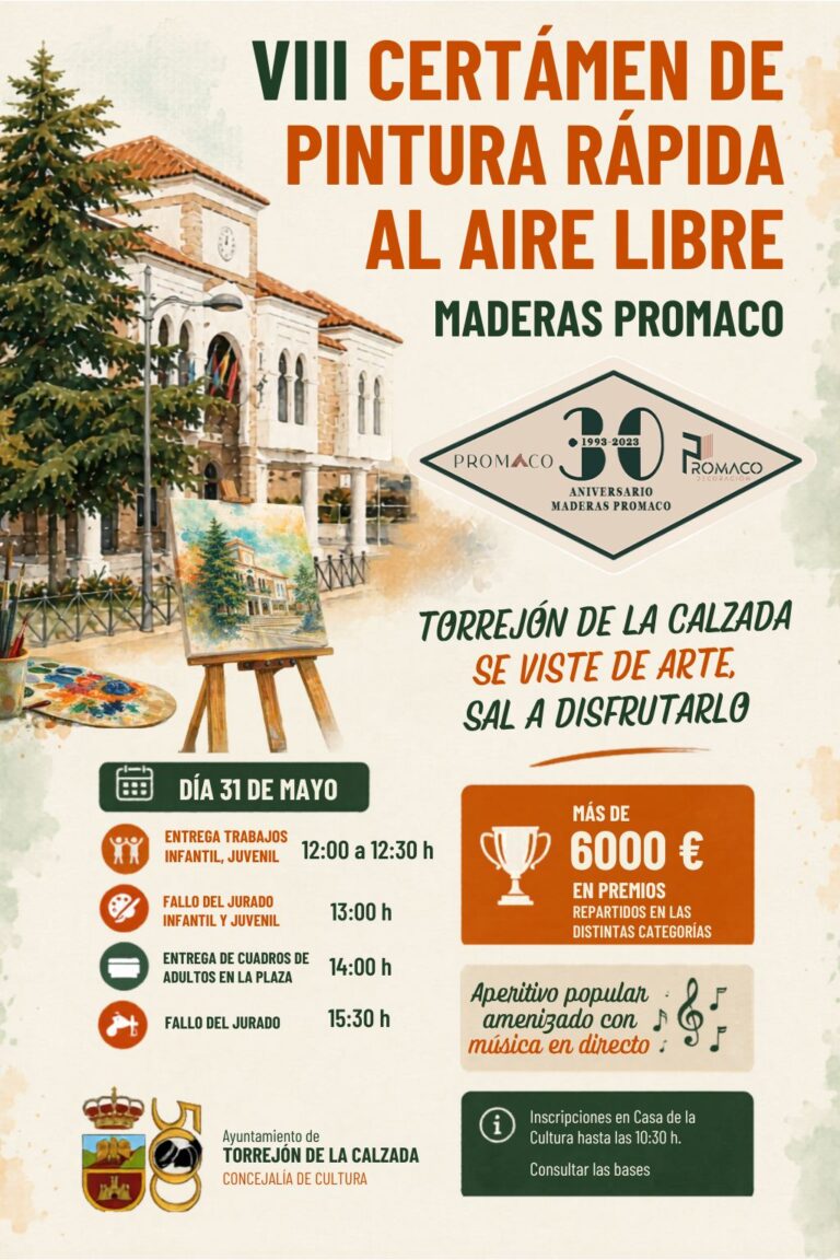 Torrejón de la Calzada celebra el VIII Certamen de Pintura Rápida al Aire Libre ‘Maderas Promaco’