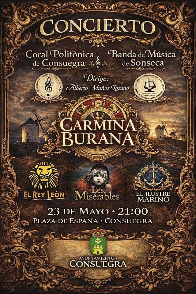 Consuegra reunirá a más de 100 músicos en un concierto con obras como El Rey León, Los Miserables y Carmina Burana