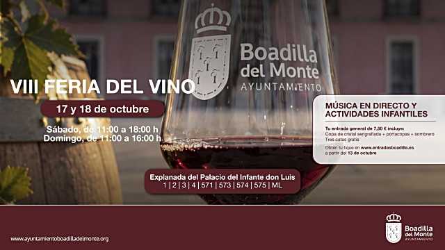 La VIII Feria del Vino se celebrará en Boadilla del Monte los días 17 y 18 de octubre